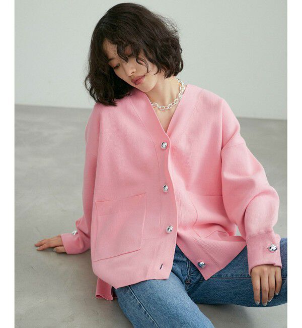 ADAM ET ROPE'「【サステナブル】ロゴボタンミドルカーディガン」|カーディガン|