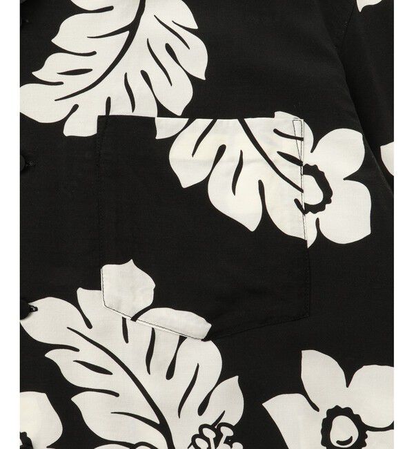 ADAM ET ROPE'「《BLACK&WHITE》ボックスシルエット アロハ シャツ」|シャツ・ブラウス|