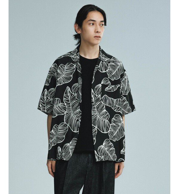 ADAM ET ROPE'「《BLACK&WHITE》ボックスシルエット アロハ シャツ」|シャツ・ブラウス|