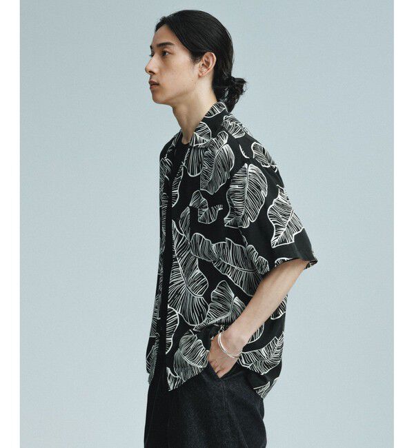 ADAM ET ROPE'「《BLACK&WHITE》ボックスシルエット アロハ シャツ」|シャツ・ブラウス|