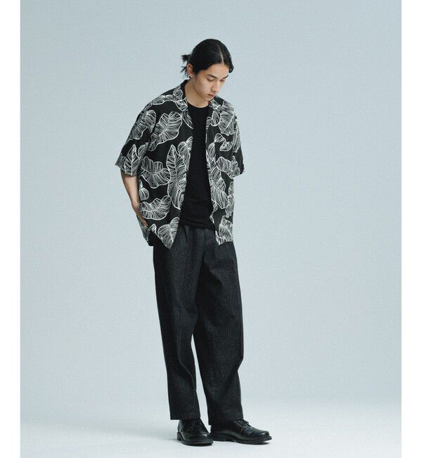 ADAM ET ROPE'「《BLACK&WHITE》ボックスシルエット アロハ シャツ」|シャツ・ブラウス|