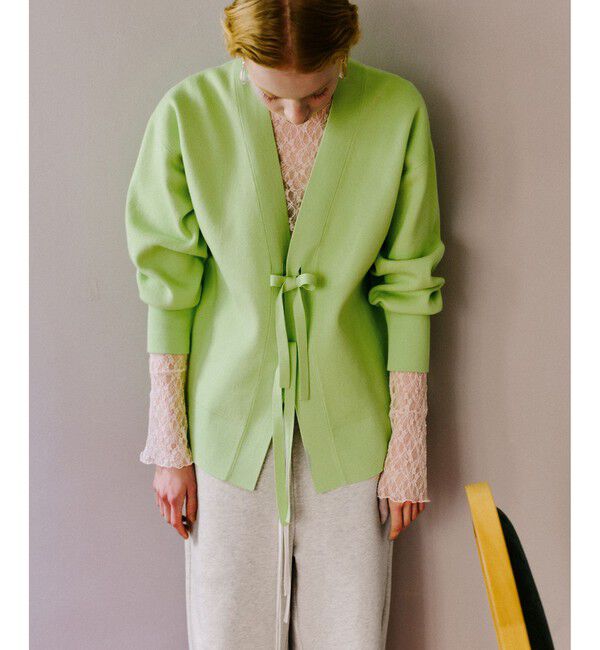 ADAM ET ROPE'「【サステナブル】マルチwayリボンミドルカーディガン」|カーディガン|ライトグリン(33)