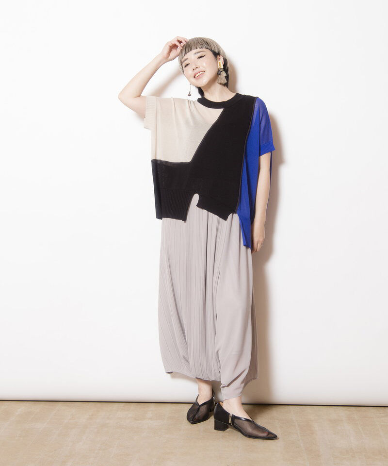  「プリーツレイヤードアラジンパンツ」|サルエル|