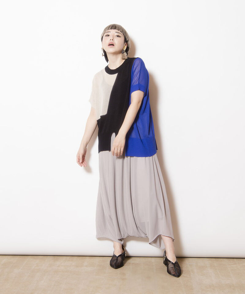  「プリーツレイヤードアラジンパンツ」|サルエル|