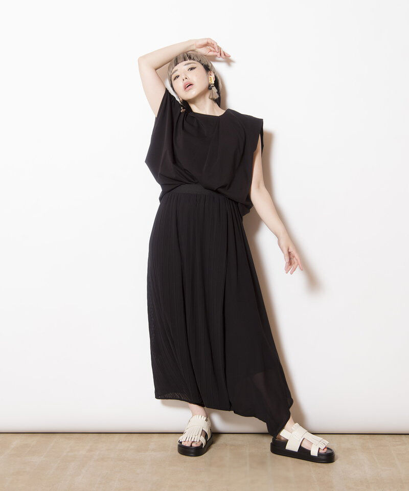  「プリーツレイヤードアラジンパンツ」|サルエル|