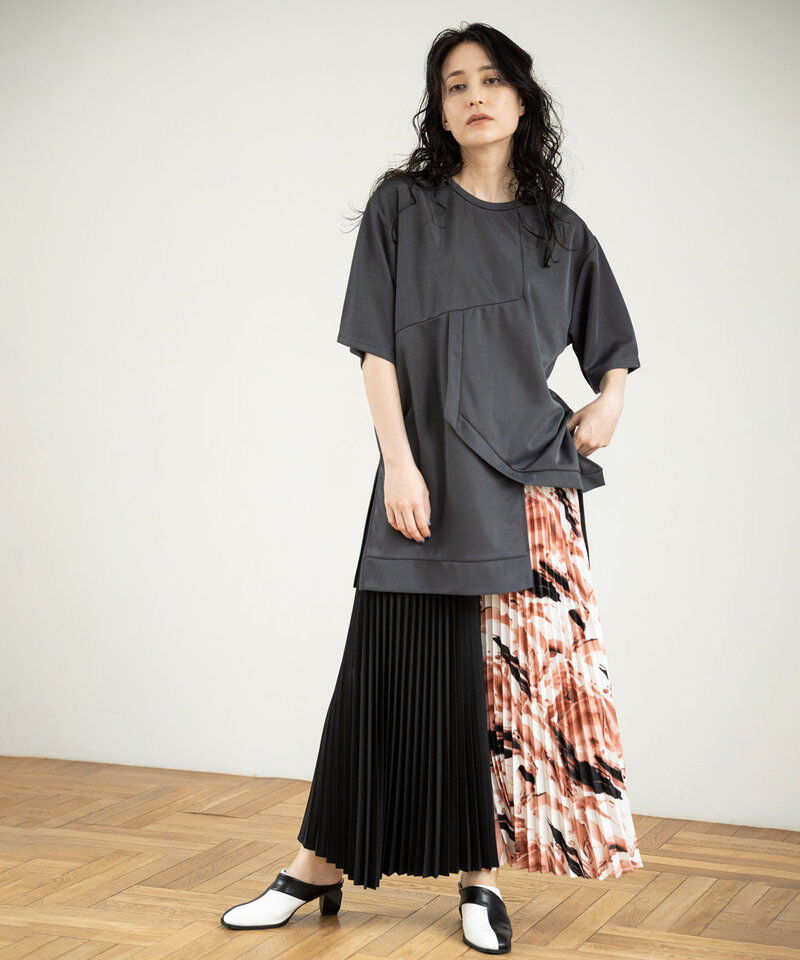  「バイカラープリントプリーツパンツ」|その他|