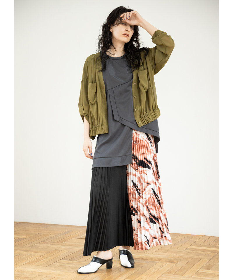  「バイカラープリントプリーツパンツ」|その他|