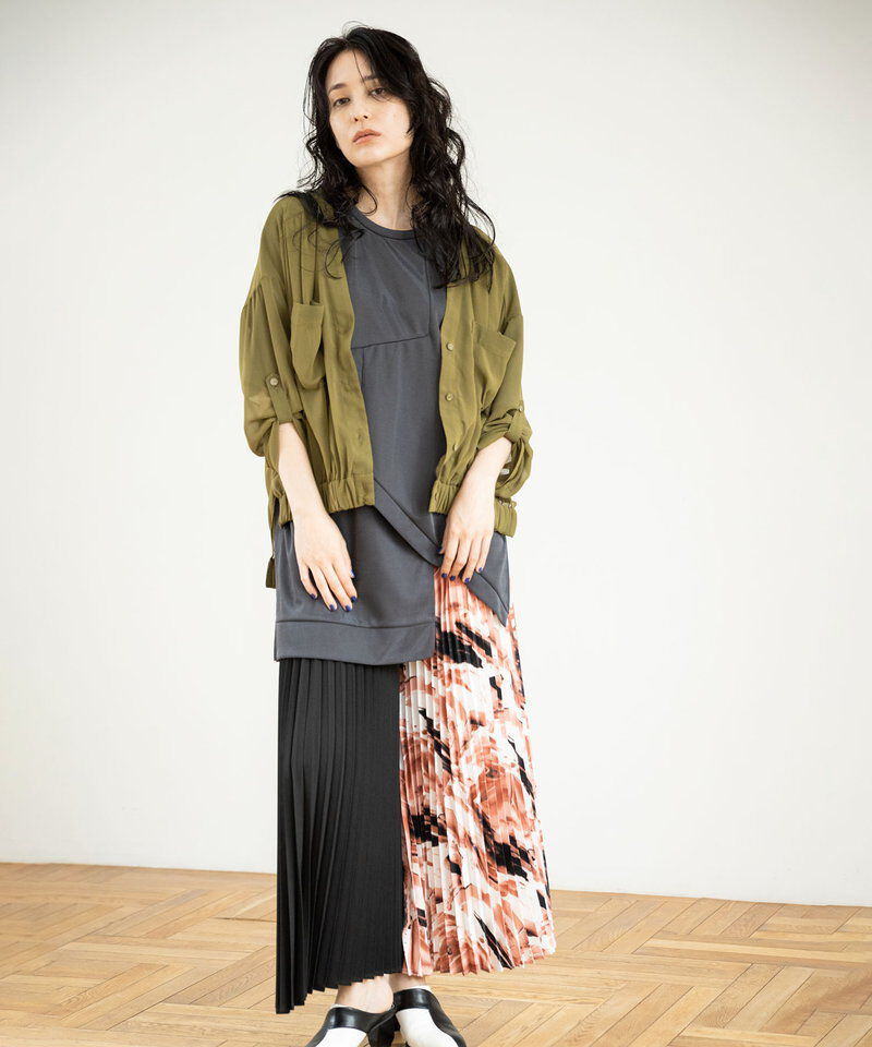  「バイカラープリントプリーツパンツ」|その他|