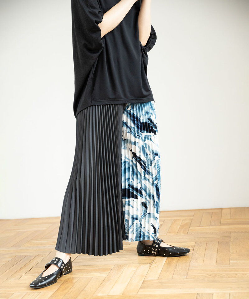  「バイカラープリントプリーツパンツ」|その他|