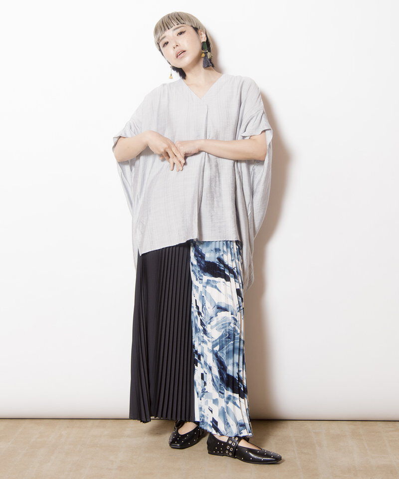  「バイカラープリントプリーツパンツ」|その他|