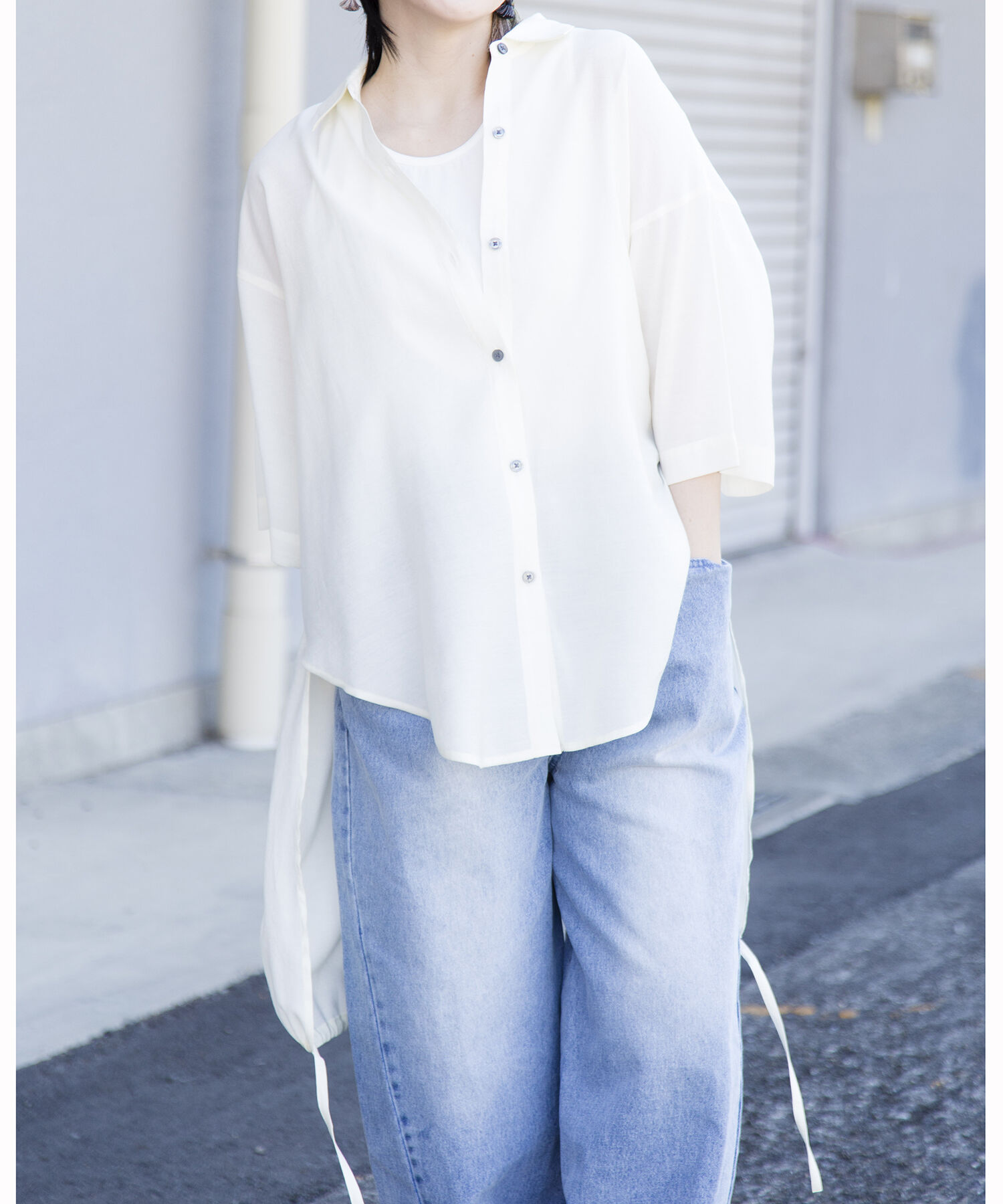  「【WEB限定アイテム】ﾊﾞｯｸﾛﾝｸﾞｷﾞｬｻﾞｰﾌﾞﾗｳｽ」|シャツ・ブラウス|