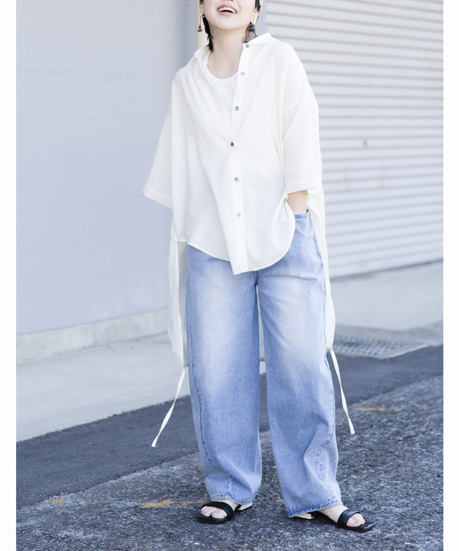  「【WEB限定アイテム】ﾊﾞｯｸﾛﾝｸﾞｷﾞｬｻﾞｰﾌﾞﾗｳｽ」|シャツ・ブラウス|