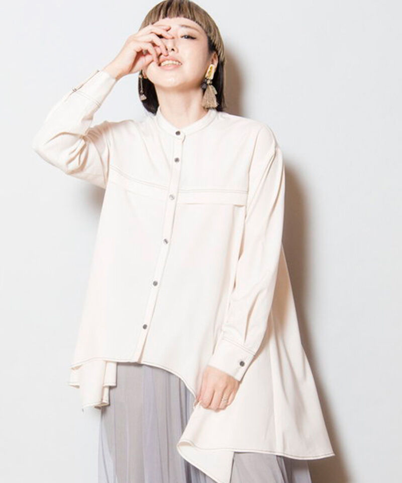  「アシンメトリーフレアーブラウス」|シャツ・ブラウス|IVORY