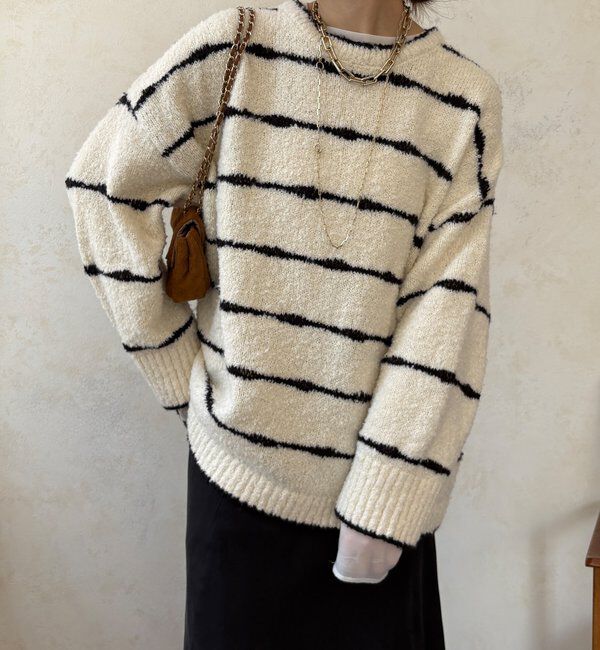  「【WEB限定】手書き風ボーダープルオーバー」|ニット・セーター|