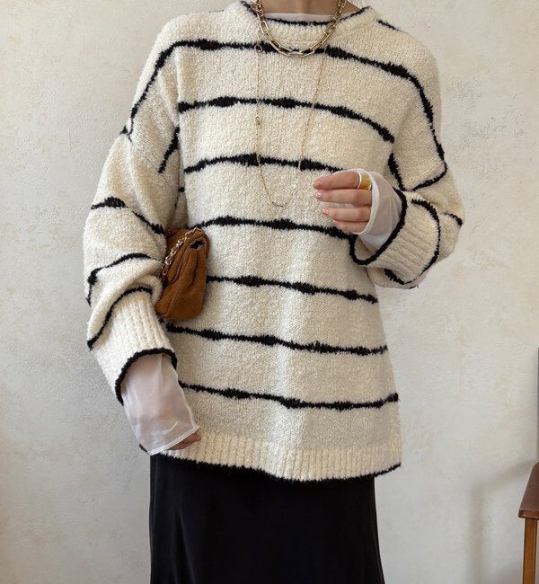  「【WEB限定】手書き風ボーダープルオーバー」|ニット・セーター|