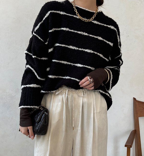 「【WEB限定】手書き風ボーダープルオーバー」|ニット・セーター|