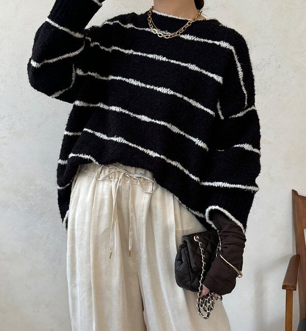  「【WEB限定】手書き風ボーダープルオーバー」|ニット・セーター|