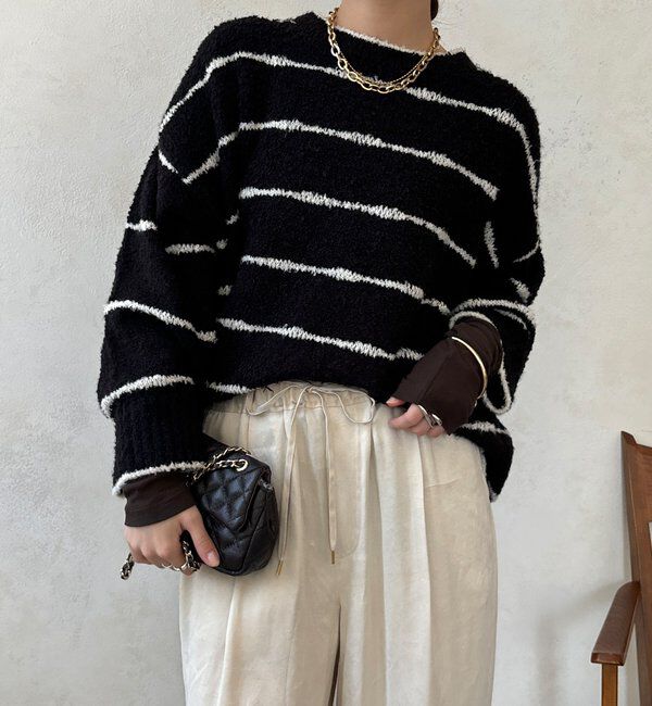  「【WEB限定】手書き風ボーダープルオーバー」|ニット・セーター|