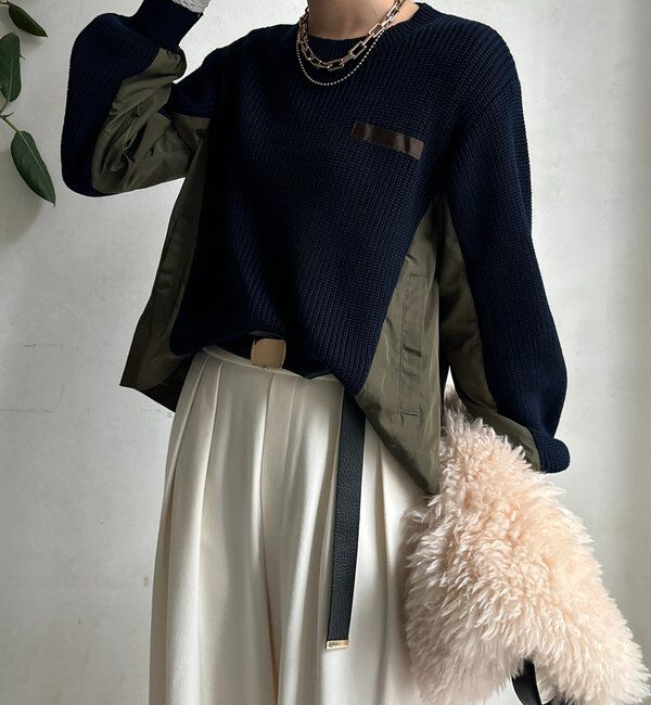  「【WEB限定】ミリタリー風ドッキングニット」|ニット・セーター|