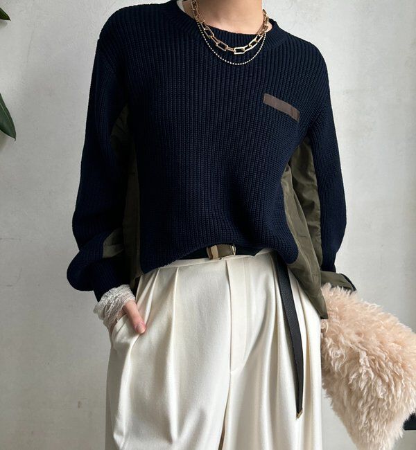  「【WEB限定】ミリタリー風ドッキングニット」|ニット・セーター|