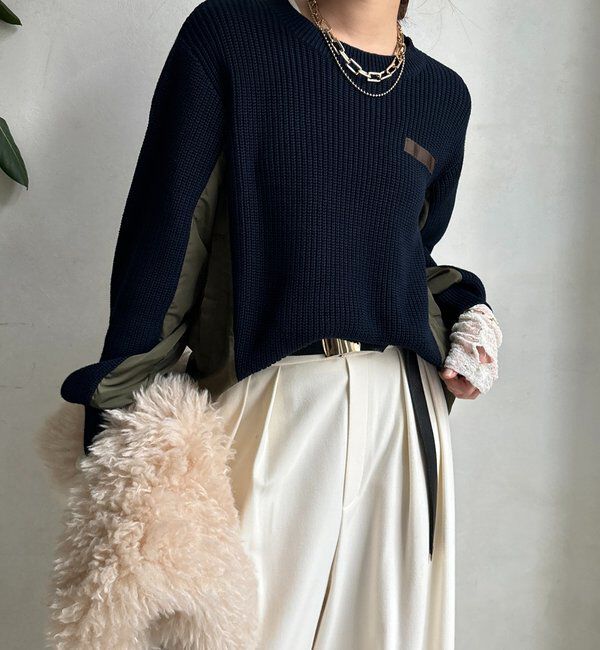  「【WEB限定】ミリタリー風ドッキングニット」|ニット・セーター|