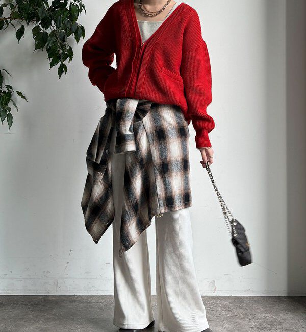  「ニットコーデュロイセミフレアイージーパンツ」|チノ|