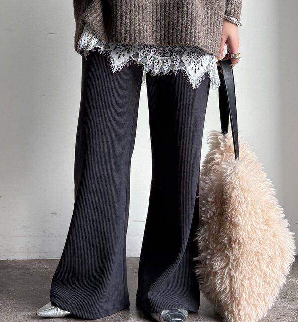  「ニットコーデュロイセミフレアイージーパンツ」|チノ|