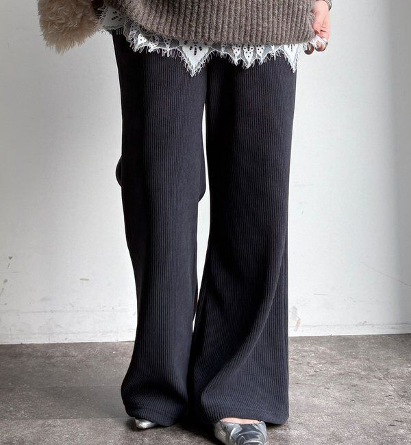  「ニットコーデュロイセミフレアイージーパンツ」|チノ|
