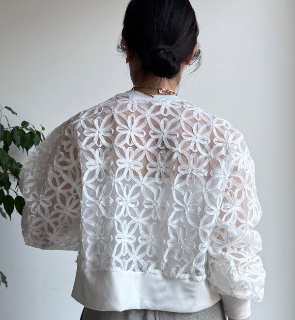  「【WEB限定】フラワーチュールジップブルゾン」|ブルゾン・スタジャン|