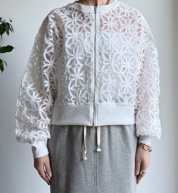  「【WEB限定】フラワーチュールジップブルゾン」|ブルゾン・スタジャン|