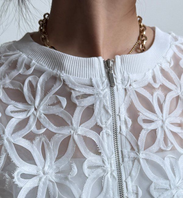  「【WEB限定】フラワーチュールジップブルゾン」|ブルゾン・スタジャン|