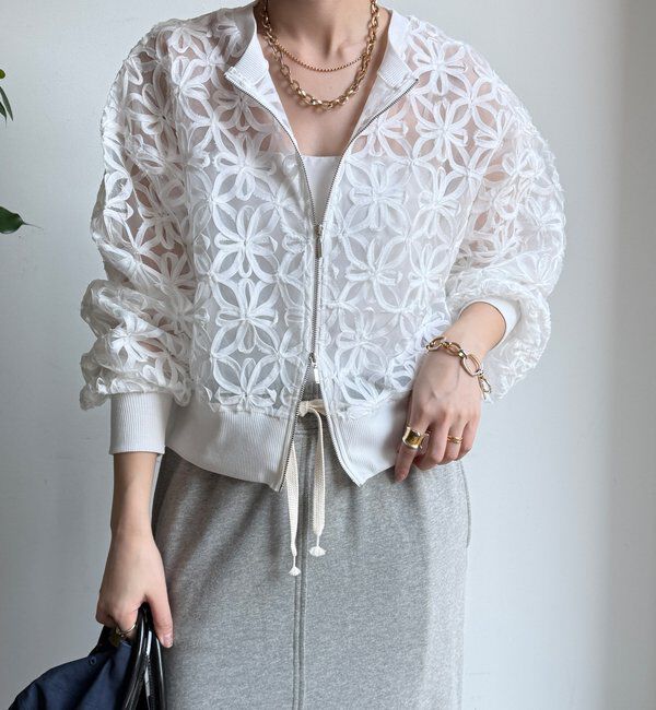  「【WEB限定】フラワーチュールジップブルゾン」|ブルゾン・スタジャン|