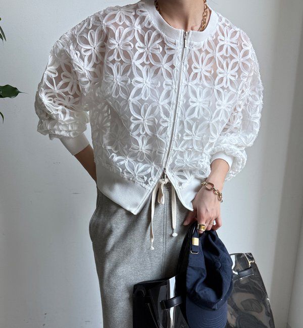  「【WEB限定】フラワーチュールジップブルゾン」|ブルゾン・スタジャン|