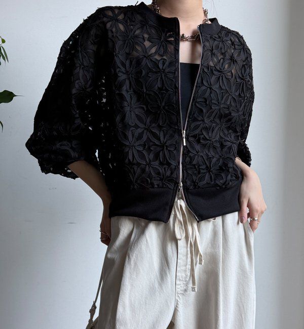  「【WEB限定】フラワーチュールジップブルゾン」|ブルゾン・スタジャン|