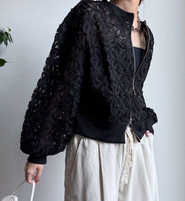  「【WEB限定】フラワーチュールジップブルゾン」|ブルゾン・スタジャン|