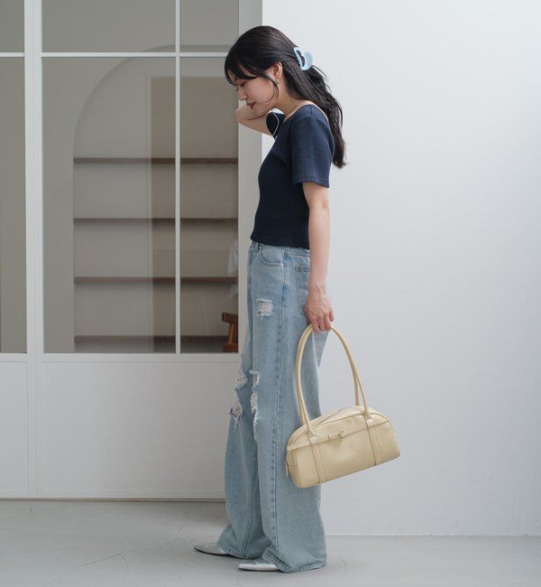  「【低身長サイズ/2サイズ展開/ウエスト調節可】レースデニムパンツ」|デニム|