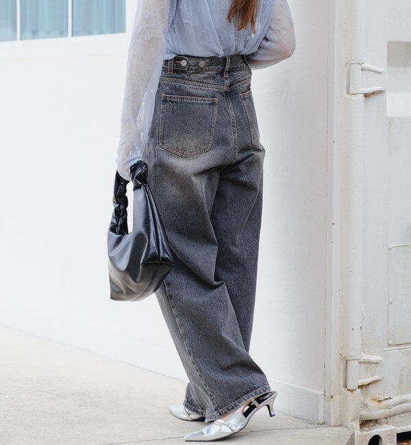  「【低身長サイズ/2サイズ展開/ウエスト調節可】レースデニムパンツ」|デニム|