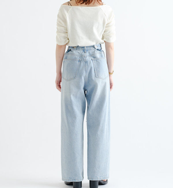  「【低身長サイズ/2サイズ展開/ウエスト調節可】レースデニムパンツ」|デニム|