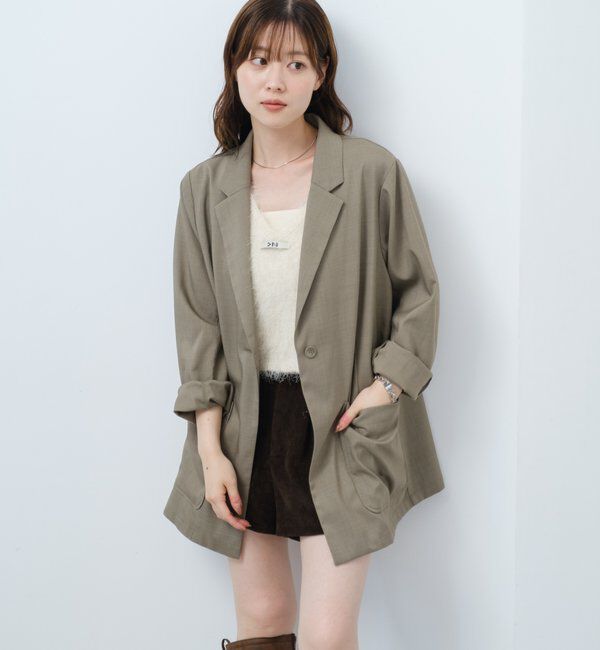  「【4色展開/裏地なし】バックスリットジャケット」|その他|グレー