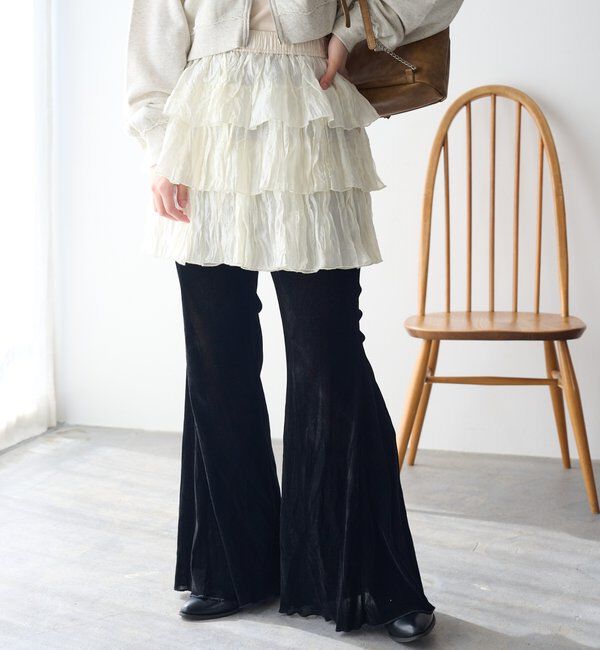  「【低身長サイズ/2サイズ展開】ベロアチュールパンツ」|チノ|