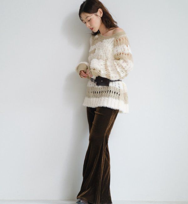  「【低身長サイズ/2サイズ展開】ベロアチュールパンツ」|チノ|