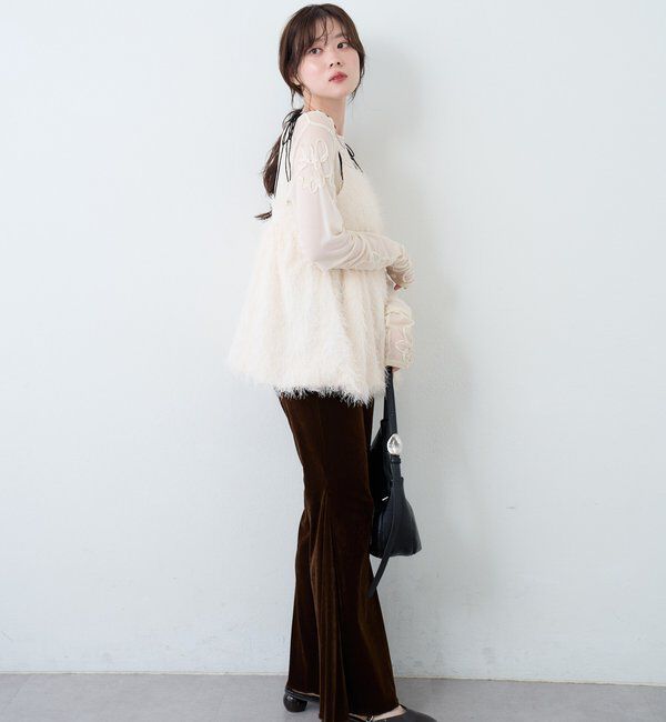  「【低身長サイズ/2サイズ展開】ベロアチュールパンツ」|チノ|