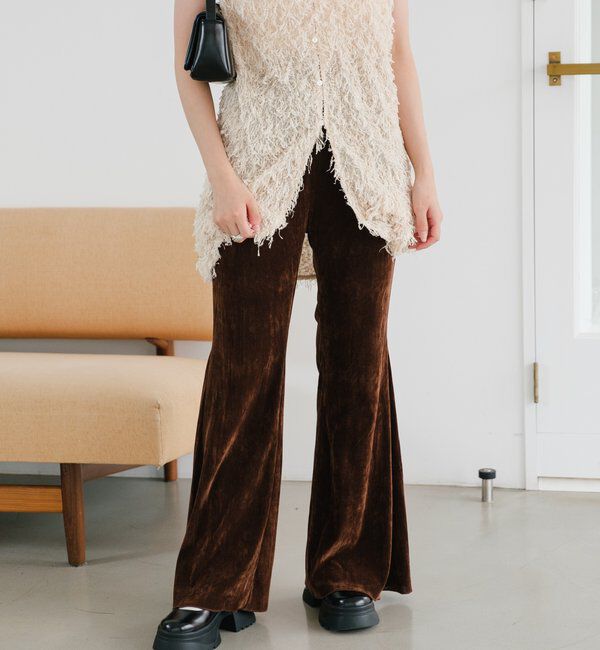  「【低身長サイズ/2サイズ展開】ベロアチュールパンツ」|チノ|