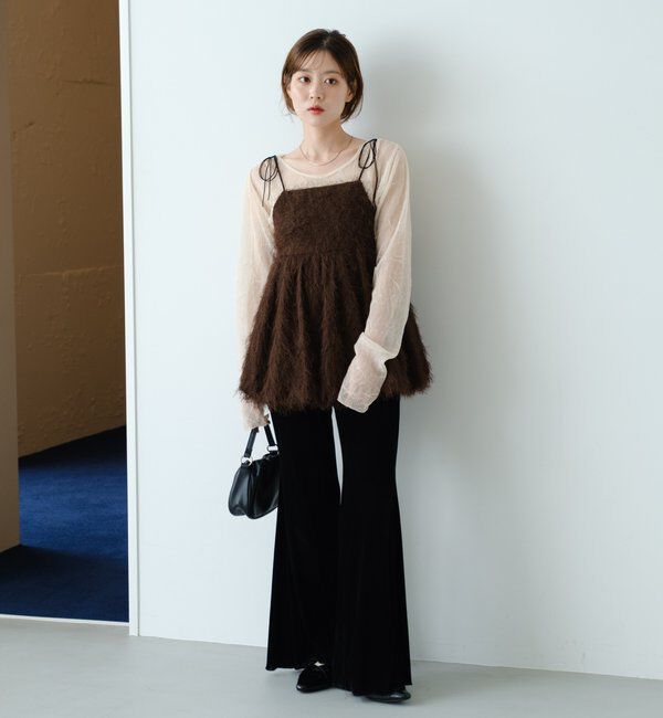  「【低身長サイズ/2サイズ展開】ベロアチュールパンツ」|チノ|