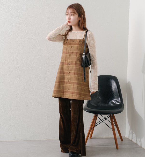  「【低身長サイズ/2サイズ展開】ベロアチュールパンツ」|チノ|