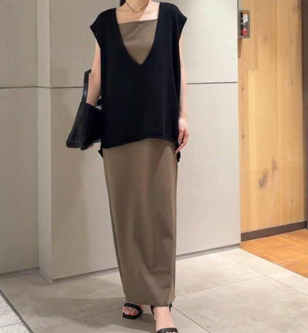  「【3サイズ展開】ストレッチマキシキャミワンピース」|ワンピース|