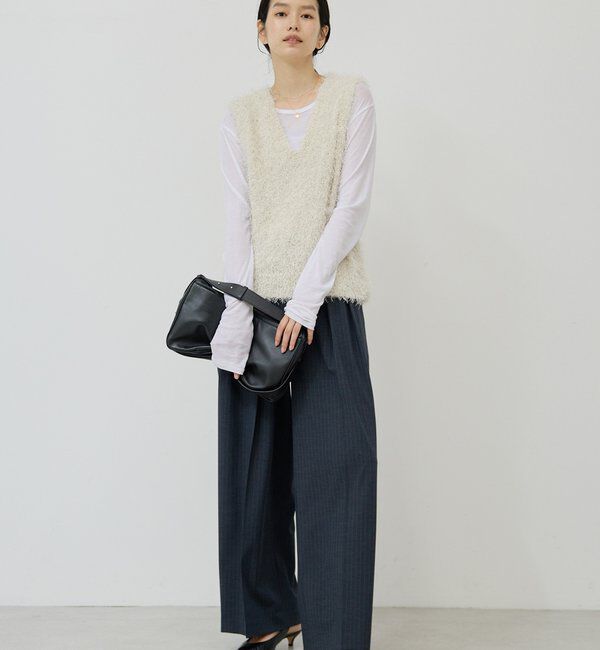  「【手洗い可能】【3サイズ展開】ストライプダブルタックパンツ」|チノ|