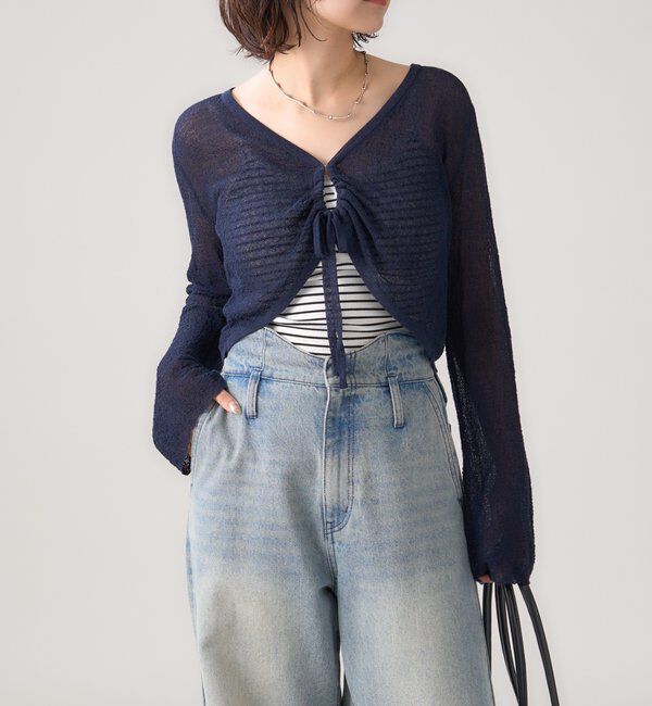  「透かしニットショートボレロ」|カーディガン|