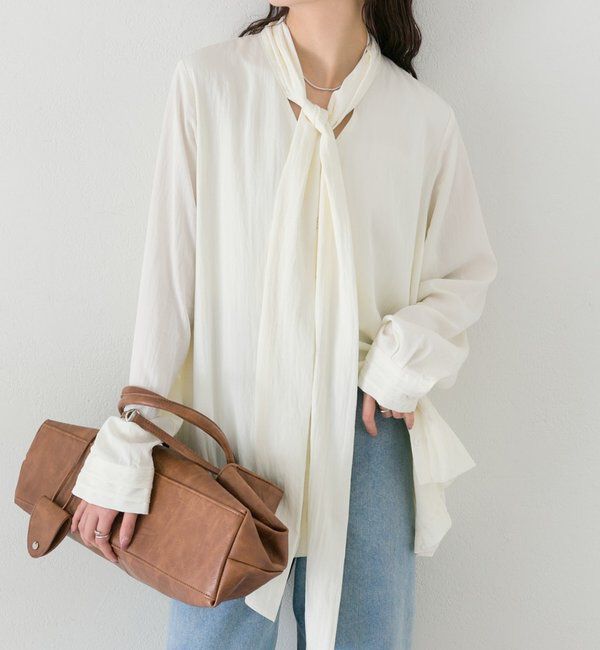  「ボウタイバルーンブラウス」|シャツ・ブラウス|オフホワイト