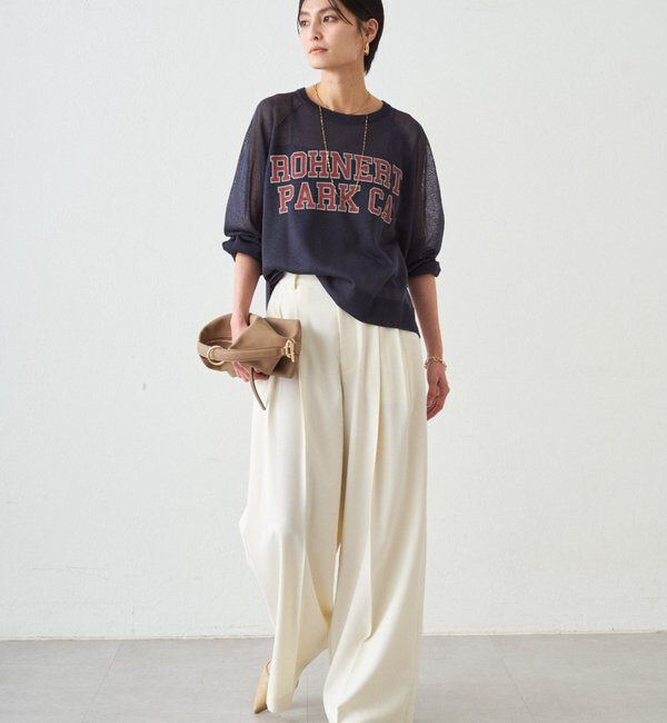  「シアーカレッジロゴプリントニット」|ニット・セーター|